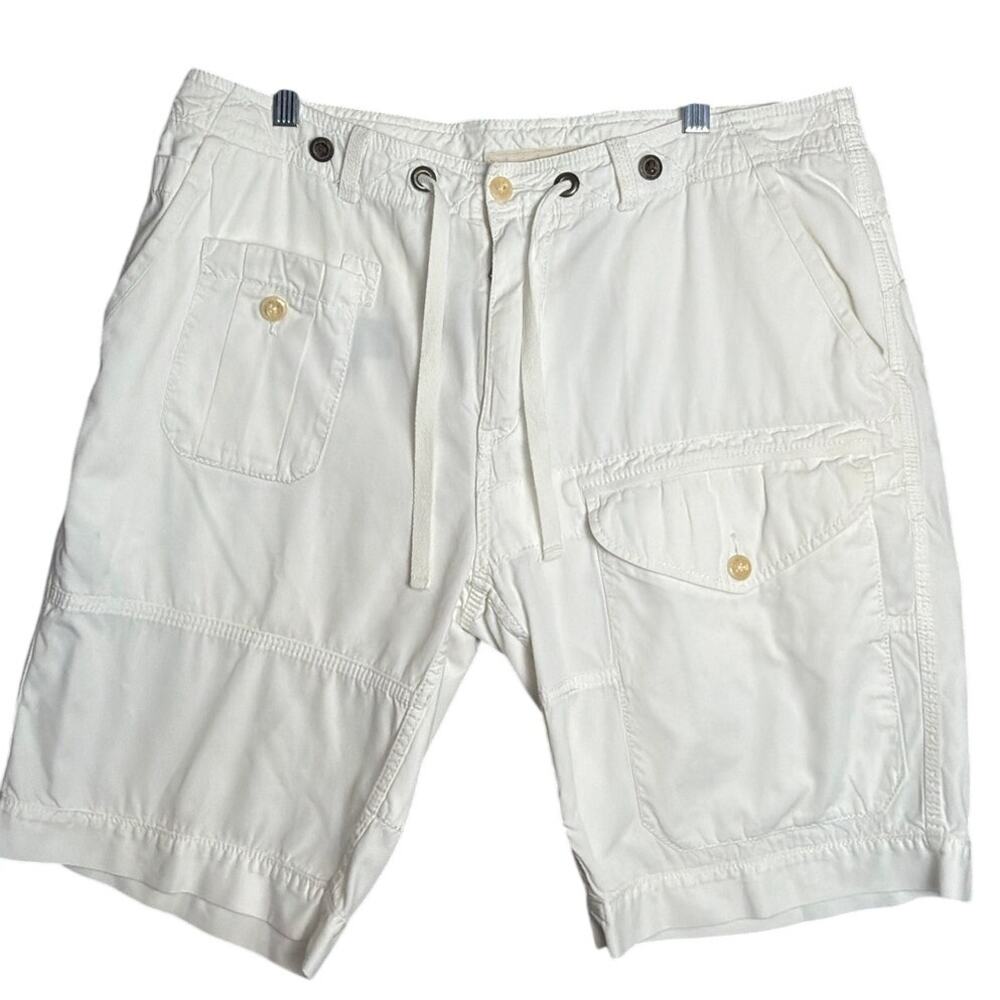 Polo Ralph Lauren White Cargo Shorts Drawstring Waist Size 36 Yacht Preppy - Picture 2 of 12
